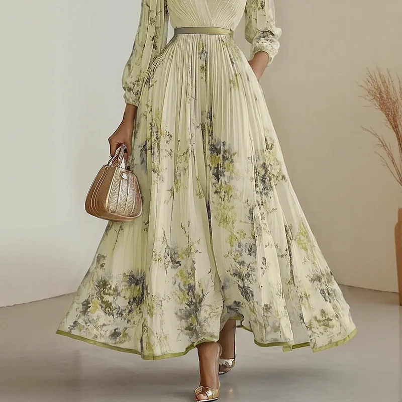 Lena | Damen Maxikleid elegant modern plissiert