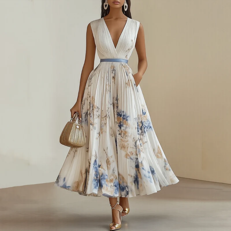Lena | Damen Maxikleid elegant modern plissiert