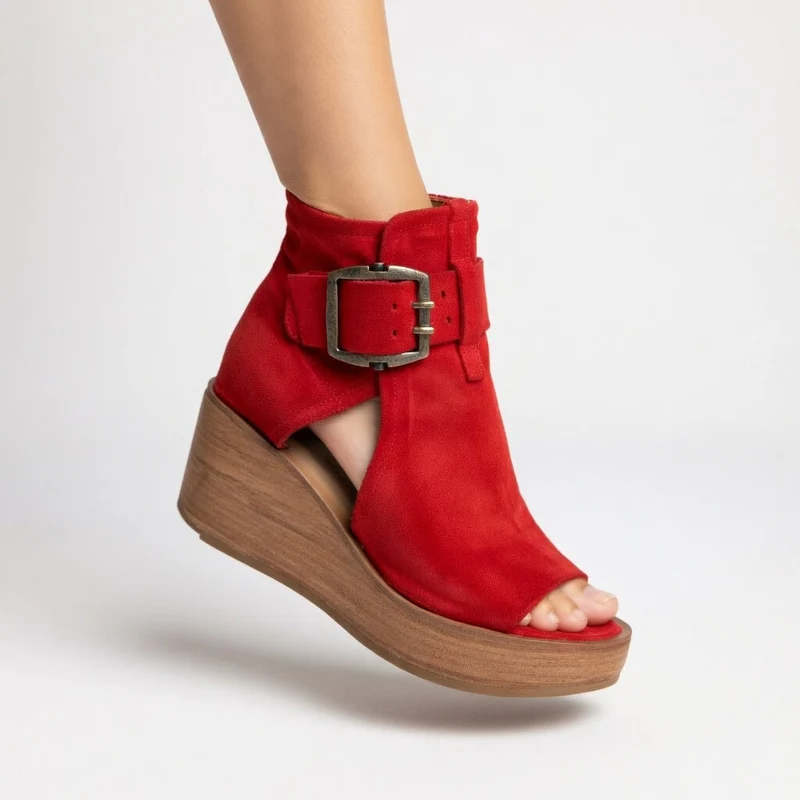 JUTTA | MODERNE OFFENE KEILABSATZ-STIEFELETTEN