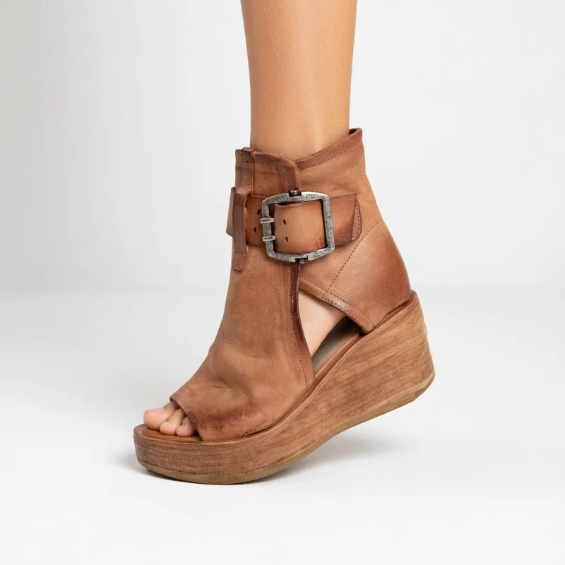 JUTTA | MODERNE OFFENE KEILABSATZ-STIEFELETTEN