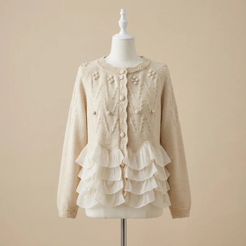 Nina | Damen-Strickjacke mit Volant im modernen Look