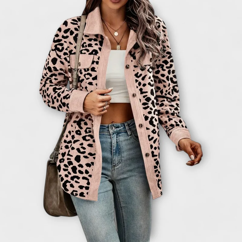 Lena | Damen Hemdjacke modern im Leopardenlook