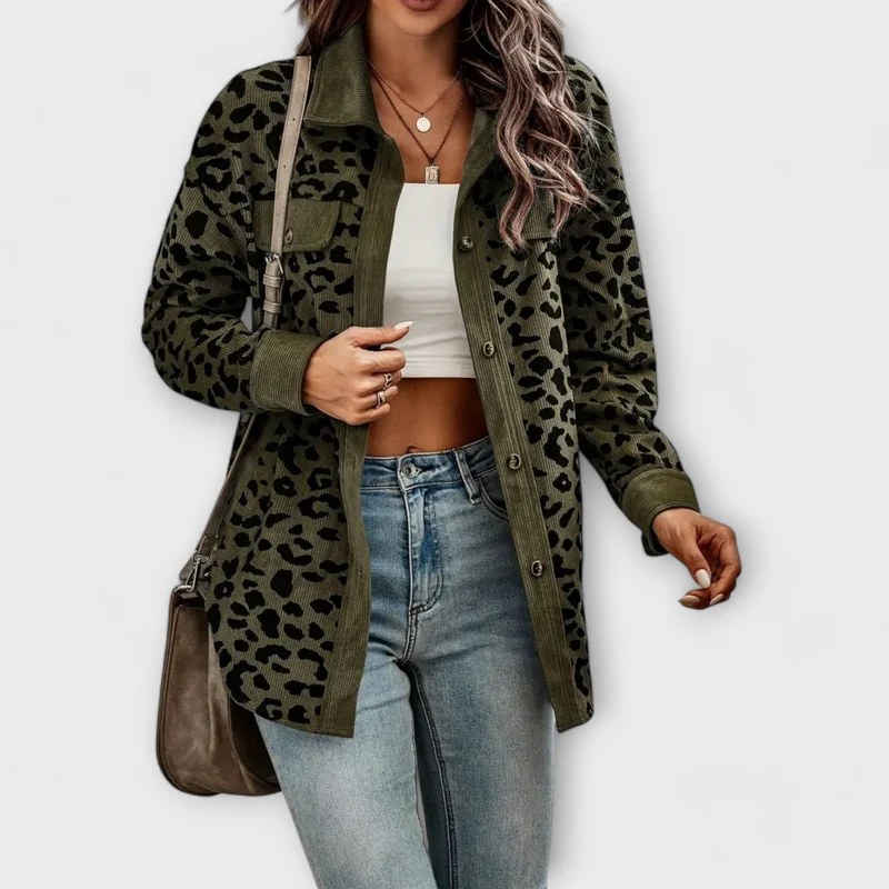 Lena | Damen Hemdjacke modern im Leopardenlook