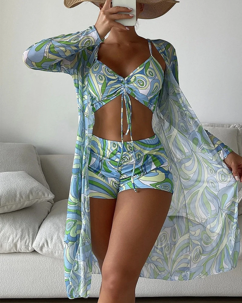 Lydia | 3-teiliges Bikini-Set mit Druck