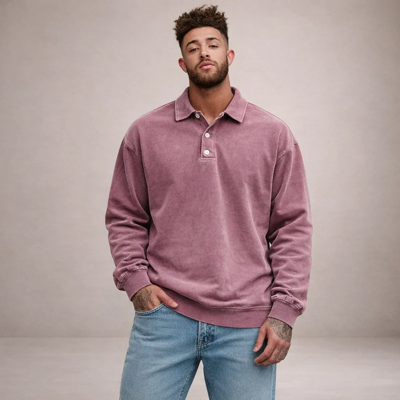 DIVENZIO – LÄSSIGES HERREN-POLOHEMD MIT LANGEN ÄRMELN