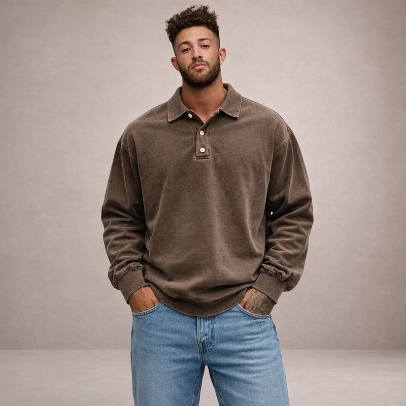 DIVENZIO – LÄSSIGES HERREN-POLOHEMD MIT LANGEN ÄRMELN
