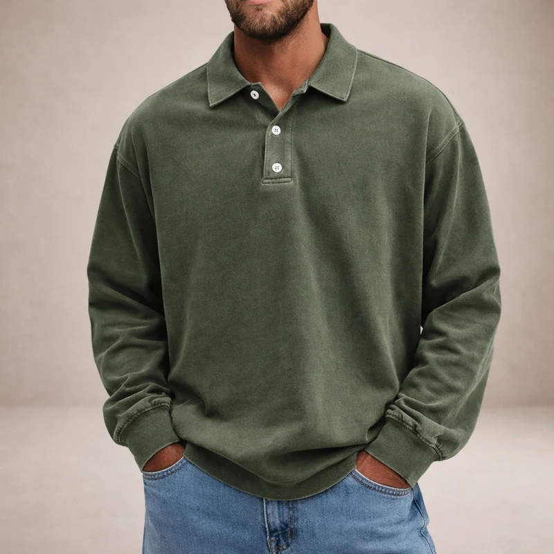 DIVENZIO – LÄSSIGES HERREN-POLOHEMD MIT LANGEN ÄRMELN