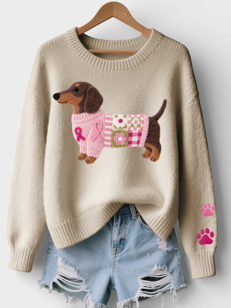 Nora | Gemütlicher Damen Pullover mit Dackelprint stilvoll