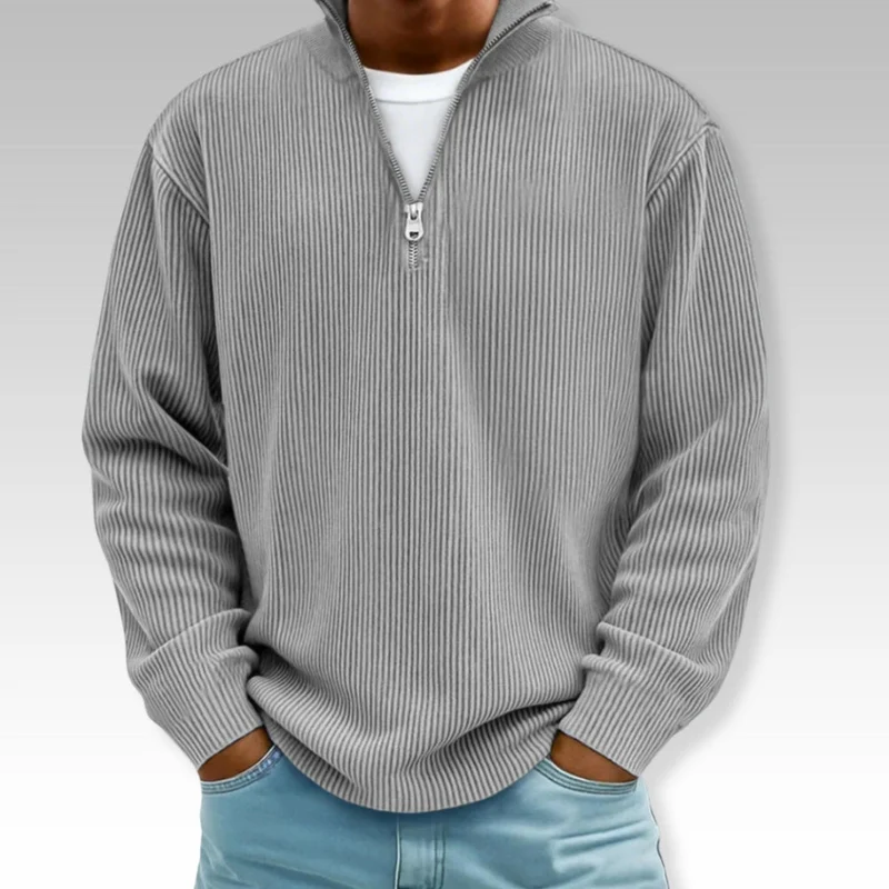 Tom – Relaxed Langarmshirt mit Reißverschlusskragen
