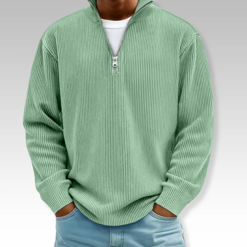 Tom – Relaxed Langarmshirt mit Reißverschlusskragen