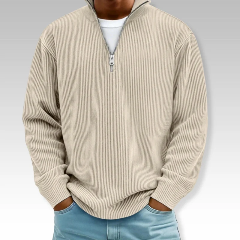 Tom – Relaxed Langarmshirt mit Reißverschlusskragen