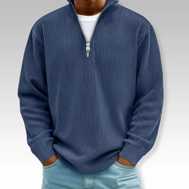 Tom – Relaxed Langarmshirt mit Reißverschlusskragen