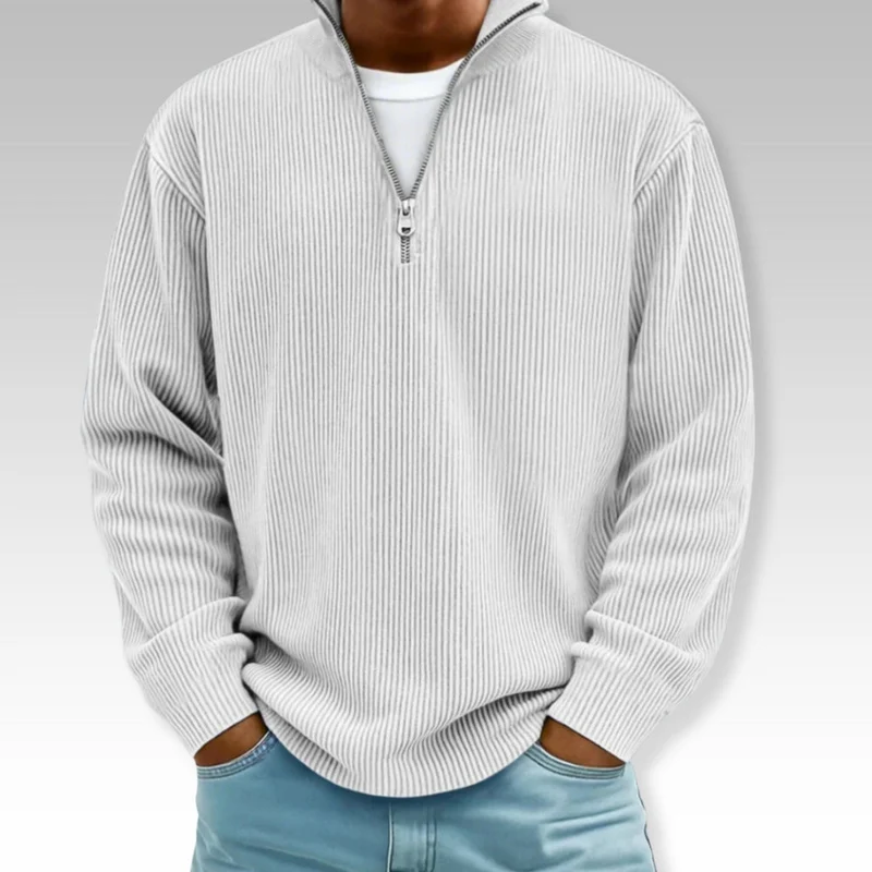 Tom – Relaxed Langarmshirt mit Reißverschlusskragen