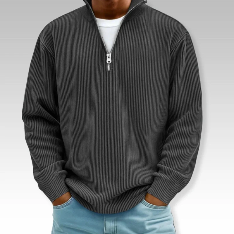 Tom – Relaxed Langarmshirt mit Reißverschlusskragen