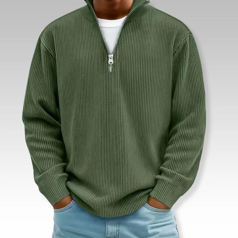 Tom – Relaxed Langarmshirt mit Reißverschlusskragen