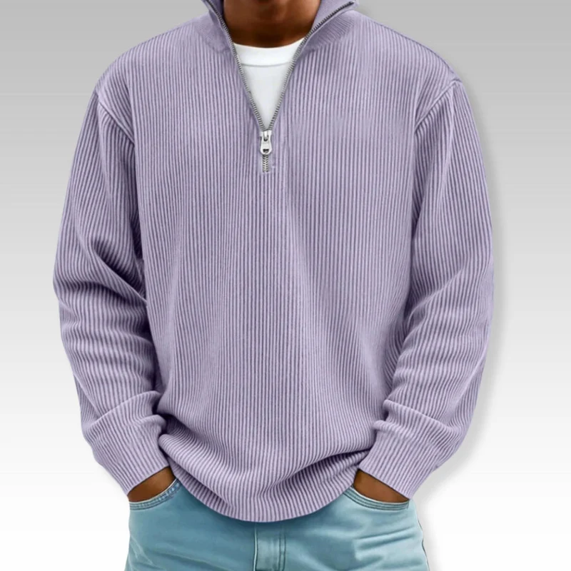 Tom – Relaxed Langarmshirt mit Reißverschlusskragen