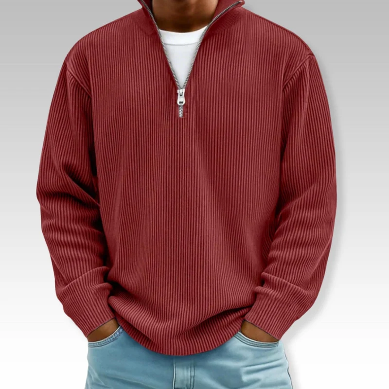Tom – Relaxed Langarmshirt mit Reißverschlusskragen
