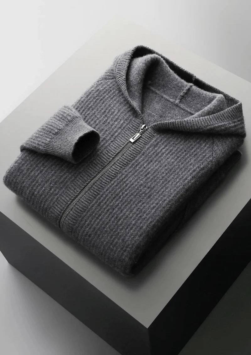 Merino Zip-Hoodie aus extra feiner Merinowolle