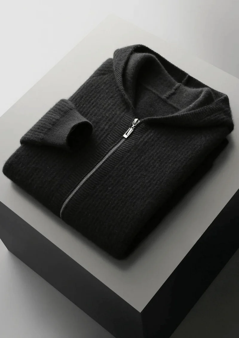 Merino Zip-Hoodie aus extra feiner Merinowolle