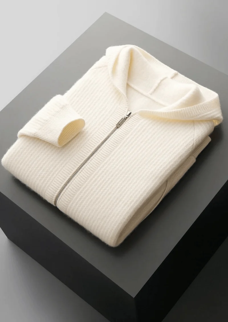 Merino Zip-Hoodie aus extra feiner Merinowolle