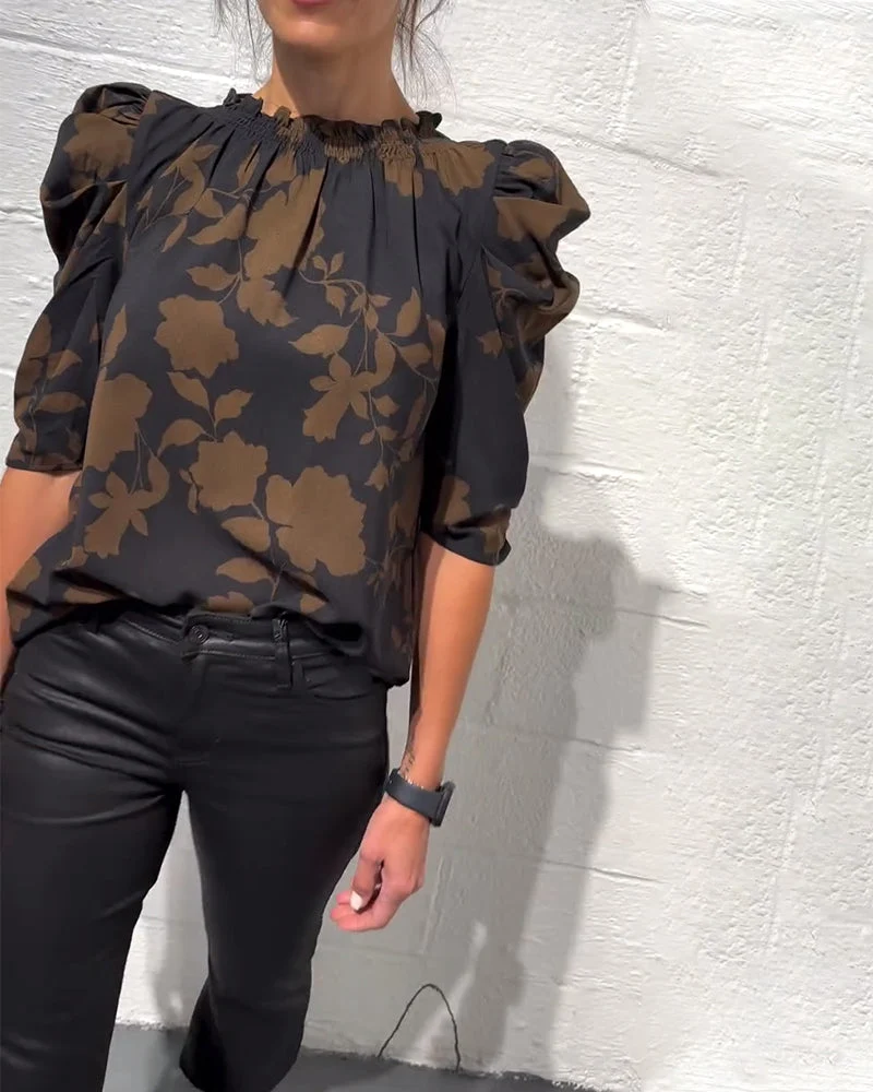 Nina | Modische Damen Bluse modern mit Rüschen & Puffärmel