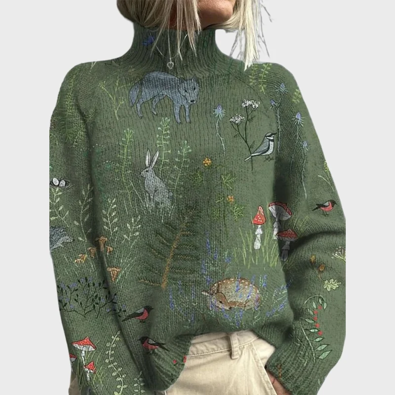 HANA | GEMÜTLICHER STRICKPULLOVER MIT WALDMOTIV