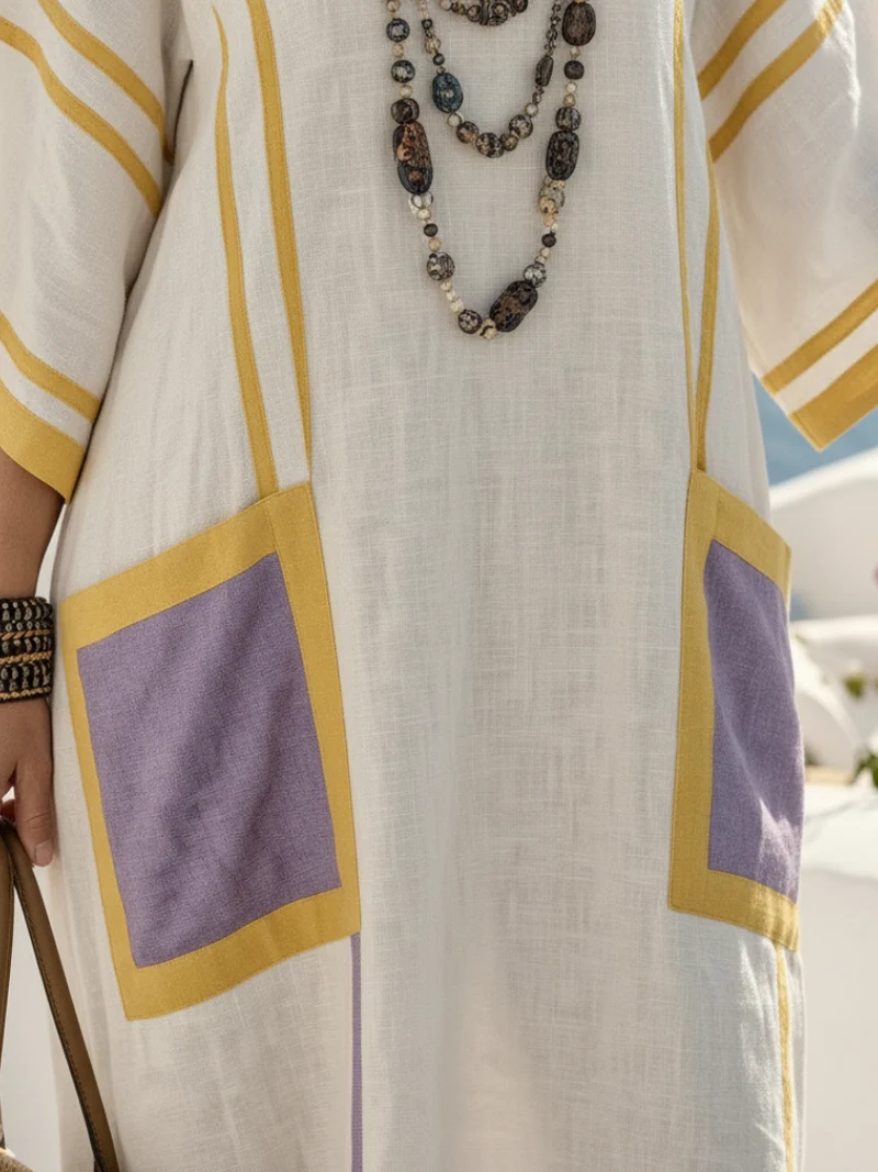 Zafira | V-ausschnitt Kurzarm Maxikleid mit Taschen