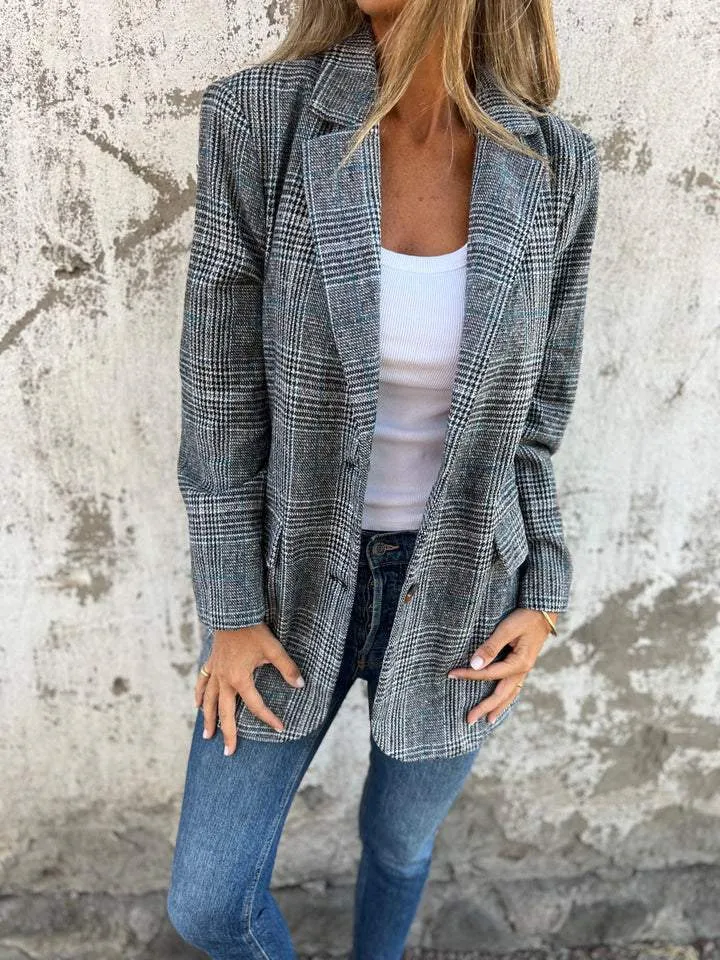 CASUAL / LÄSSIGE KARIERTE JACKE MIT REVERS