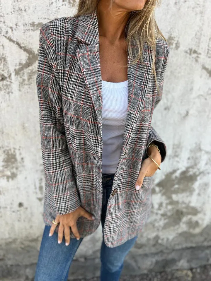 CASUAL / LÄSSIGE KARIERTE JACKE MIT REVERS
