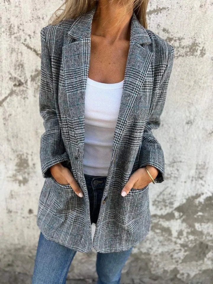 CASUAL / LÄSSIGE KARIERTE JACKE MIT REVERS