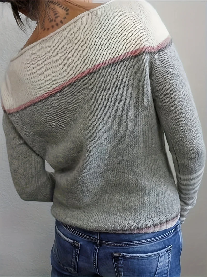 Mia | Eleganter Pullover Damen breit und gestreift