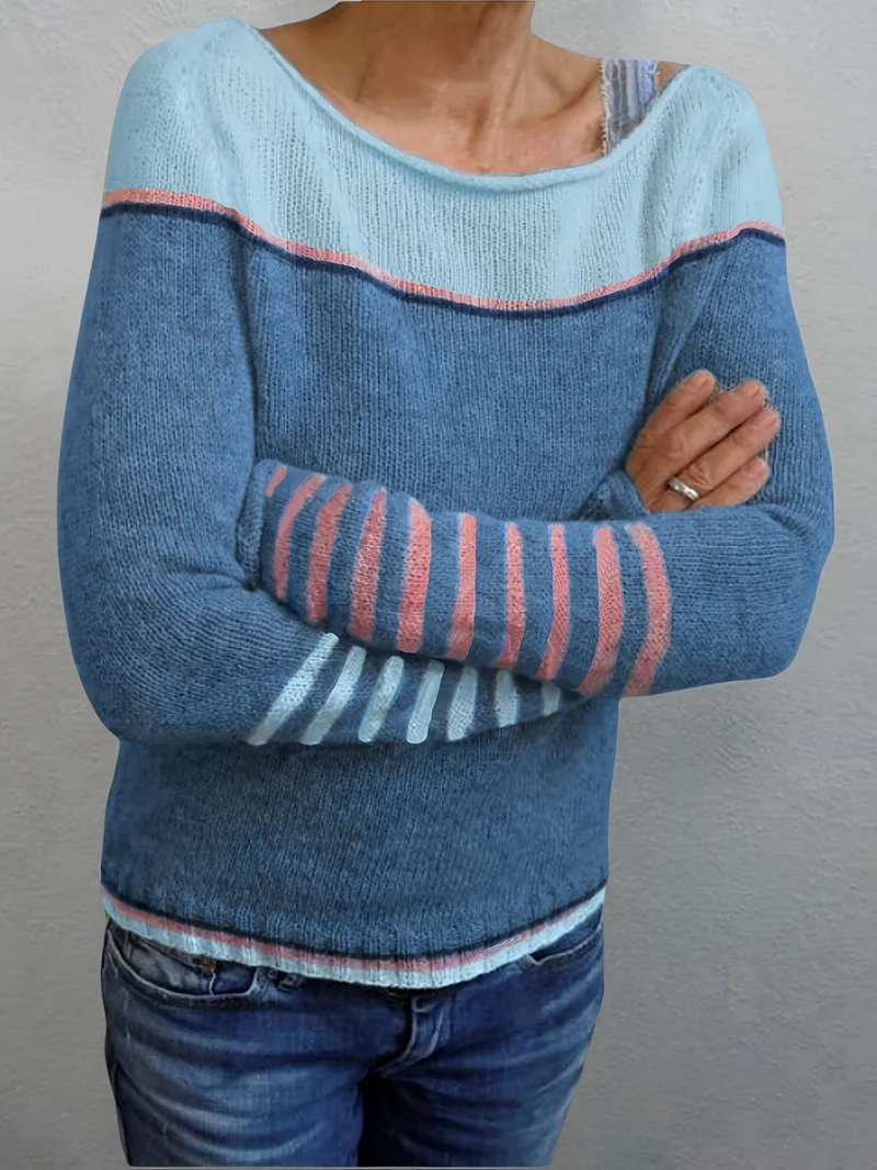 Mia | Eleganter Pullover Damen breit und gestreift