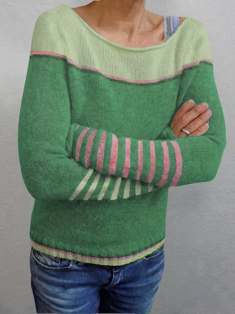 Mia | Eleganter Pullover Damen breit und gestreift