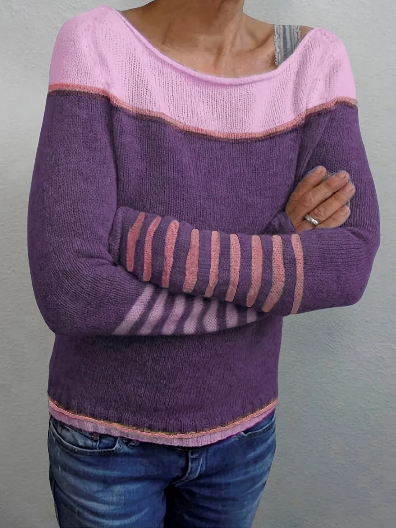 Mia | Eleganter Pullover Damen breit und gestreift