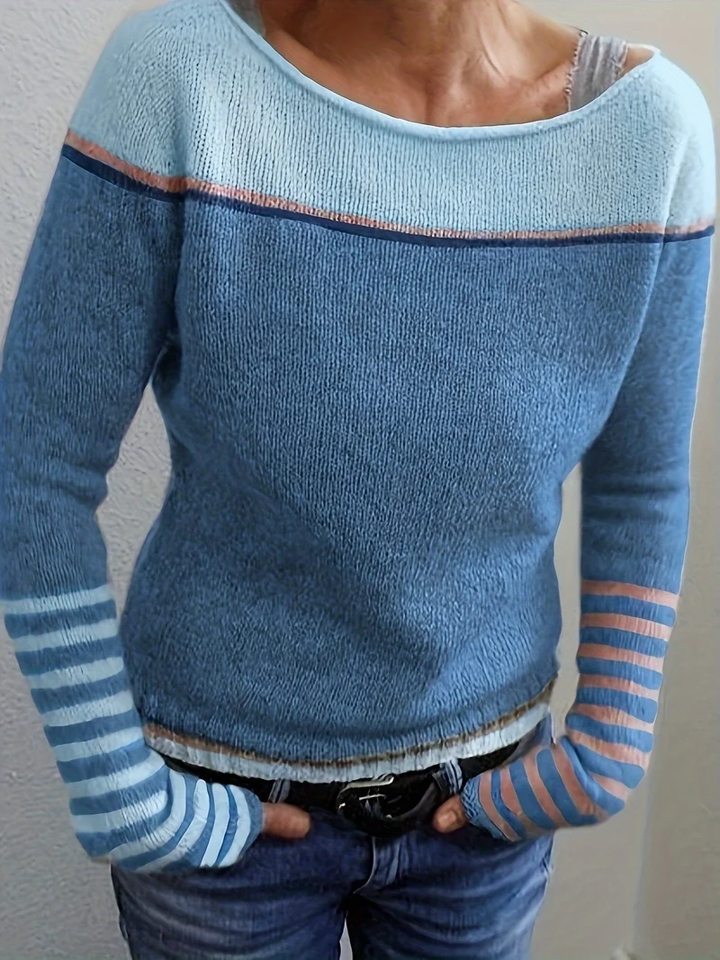 Mia | Eleganter Pullover Damen breit und gestreift