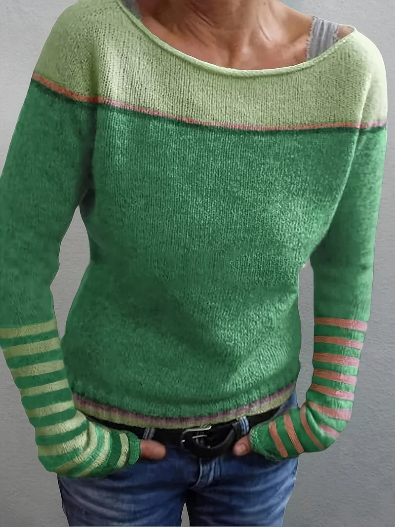 Mia | Eleganter Pullover Damen breit und gestreift