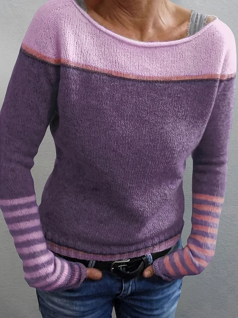 Mia | Eleganter Pullover Damen breit und gestreift