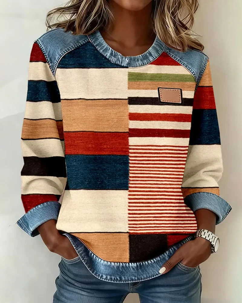 Julia | Farbenfroher Damen Pullover gestreift & modern