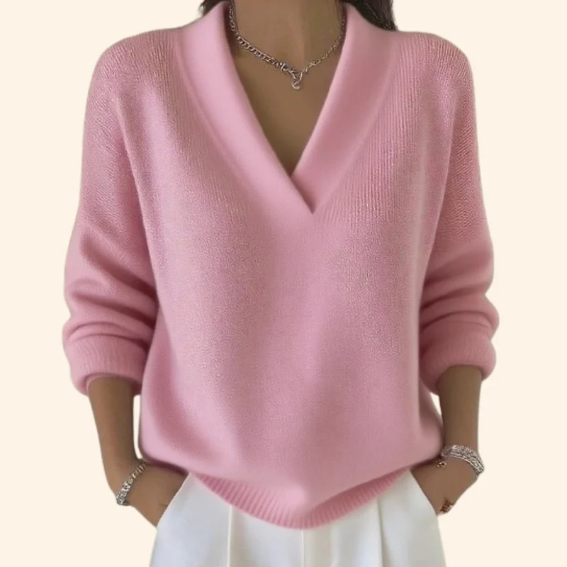 Laura | Stilvoller Damen Pullover elegant mit V-Ausschnitt