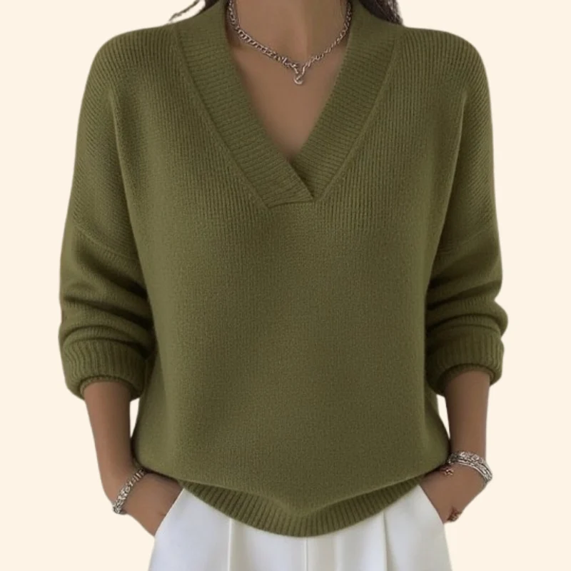Laura | Stilvoller Damen Pullover elegant mit V-Ausschnitt