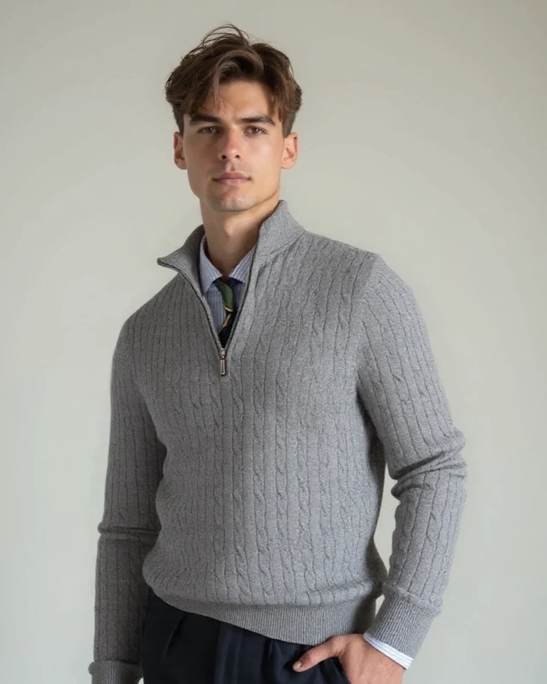 JAN™ | ZIP-PULLOVER MIT MUSTER