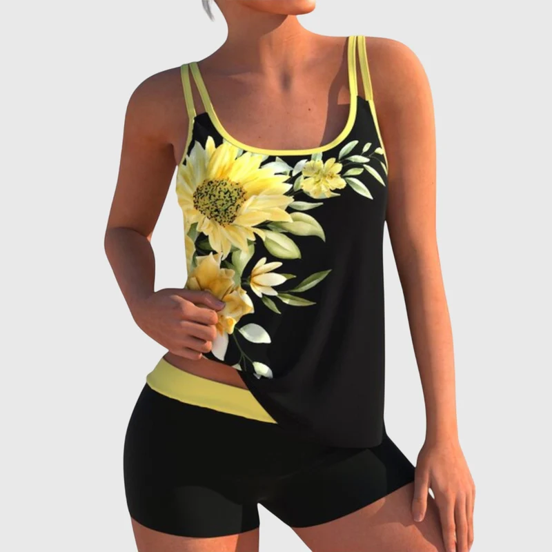 Flor | Blumen-Tankini mit Shorts, mit flachem Bauch-Effekt