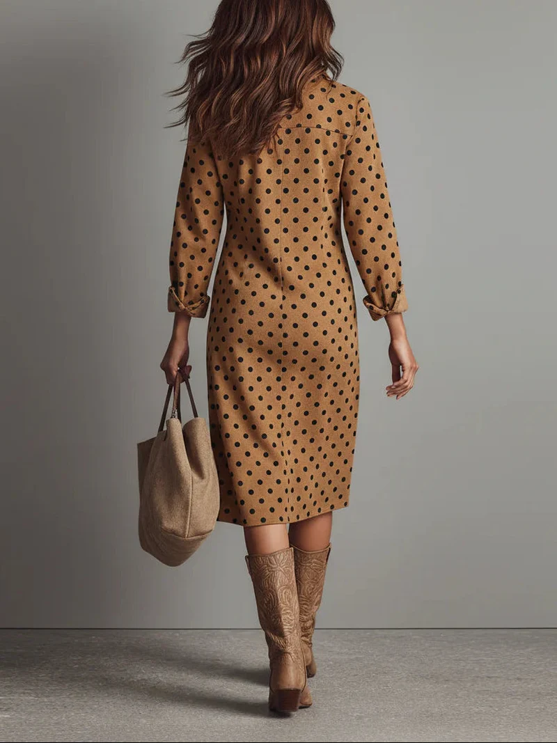 Emilia | Gepunktetes Midi-Kleid Damenmode chic