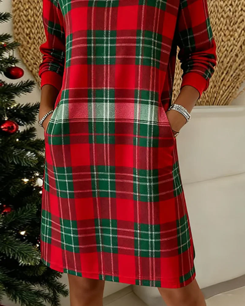 Nina | Damen Kleid kariert elegant & langärmlig