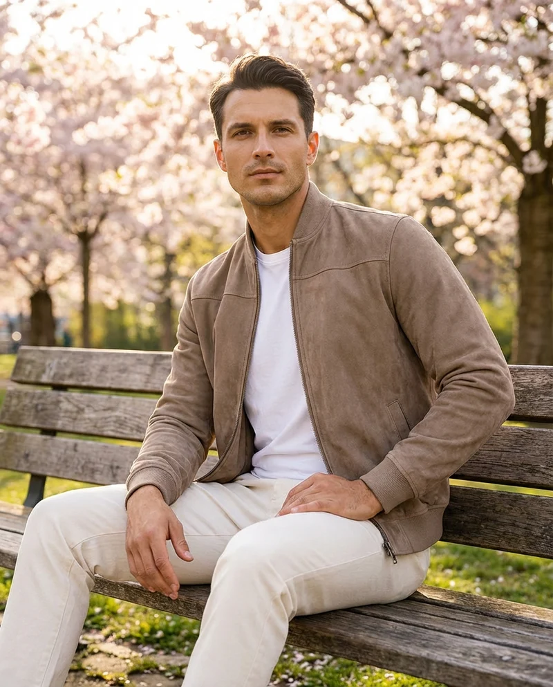 Adrian – Premium-Bomberjacke aus Wildleder