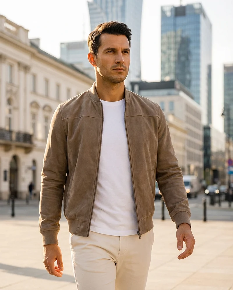 Adrian – Premium-Bomberjacke aus Wildleder
