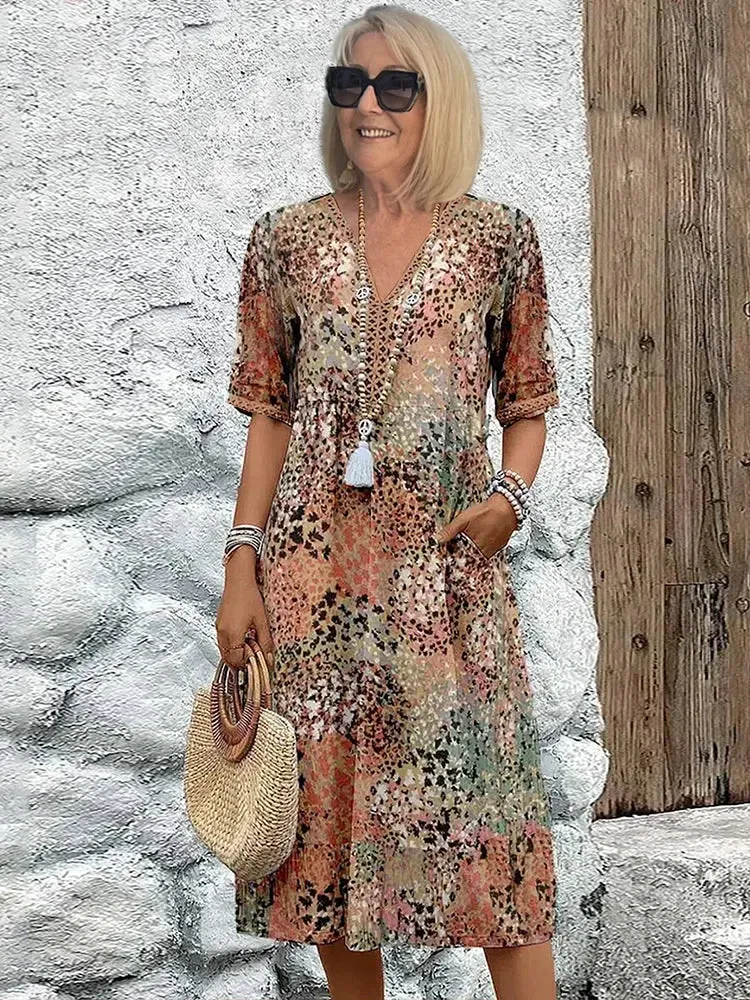 Dorina | V-Ausschnitt-Kleid mit Print