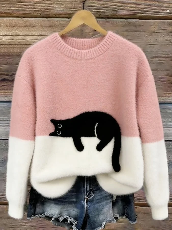 JUNA | DAMEN-SWEATSHIRT MIT KATZENMOTIV