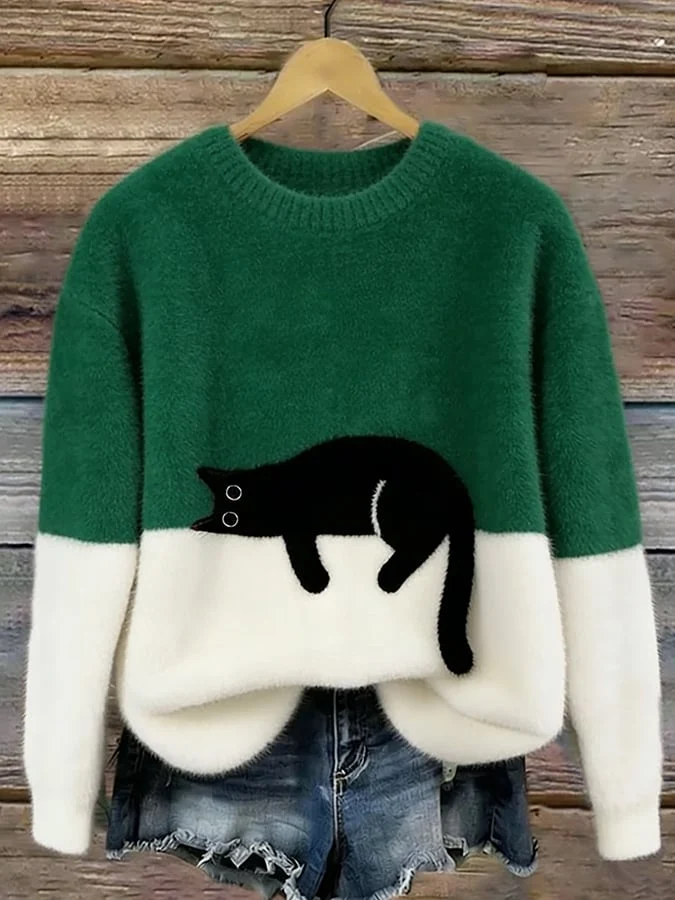 JUNA | DAMEN-SWEATSHIRT MIT KATZENMOTIV