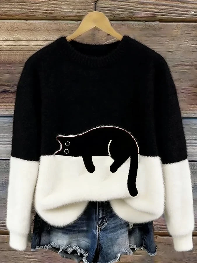 JUNA | DAMEN-SWEATSHIRT MIT KATZENMOTIV